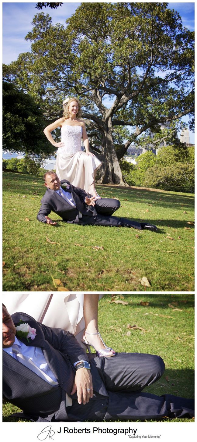 Bride in a moonlighting pose with groom - wedding photography sydney
